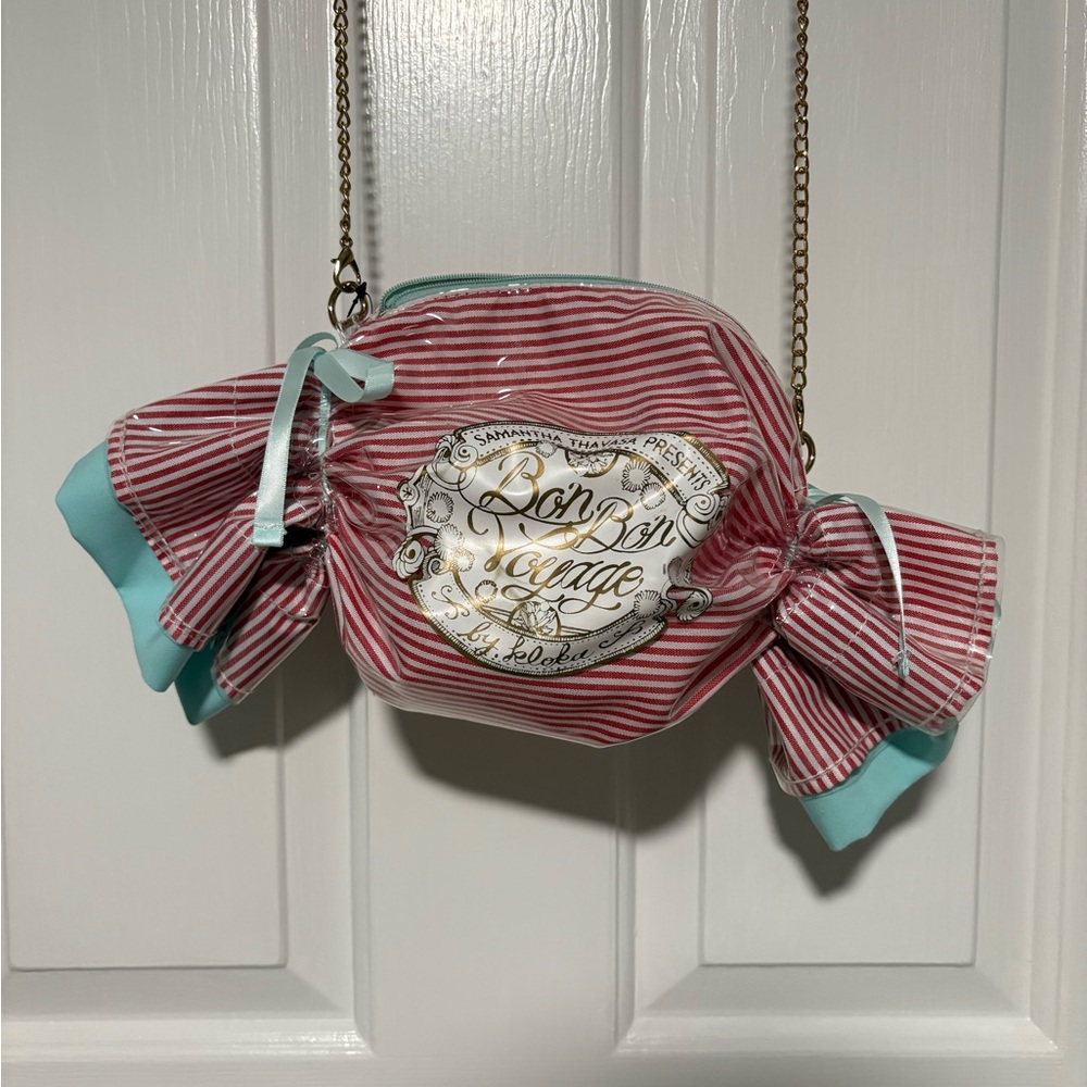 NEW! French Bon Bon Voyage Candy Stripe French Vintage Pinup Rockabilly Purse